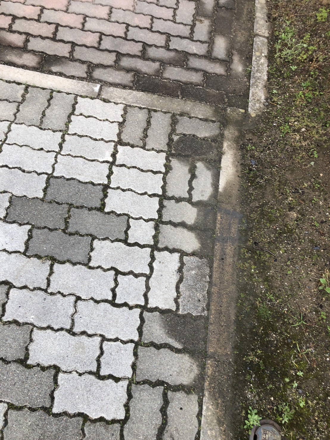花壇の水が流れて