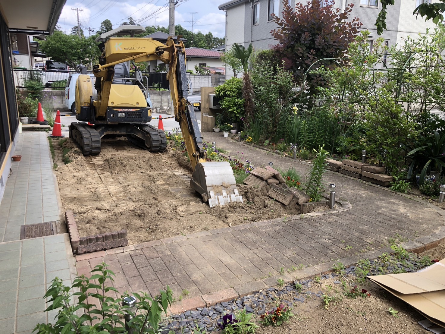 芝生地掘削